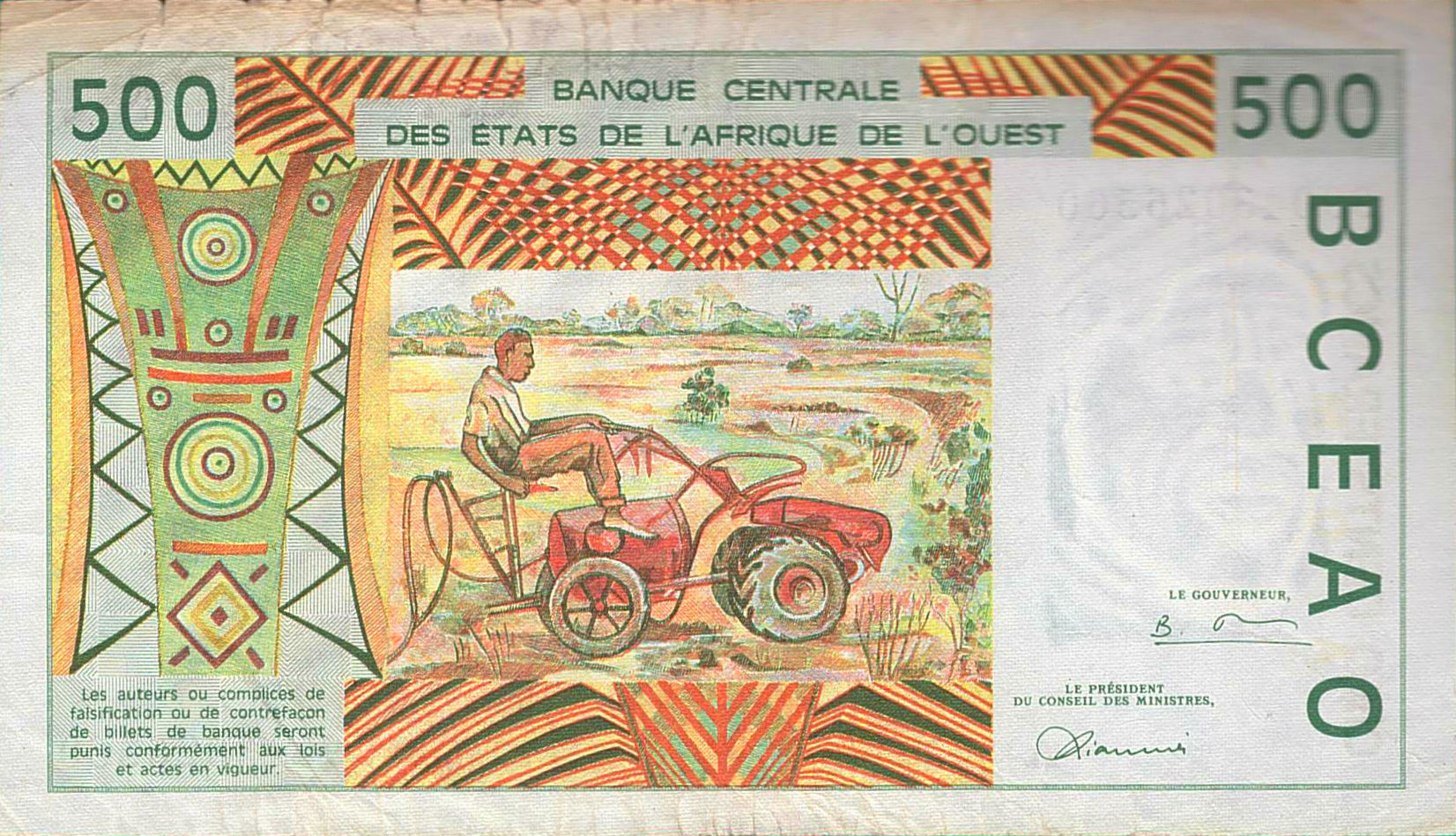 Ivory Coast (W.A.S) 500 1999 VF P-110A/j